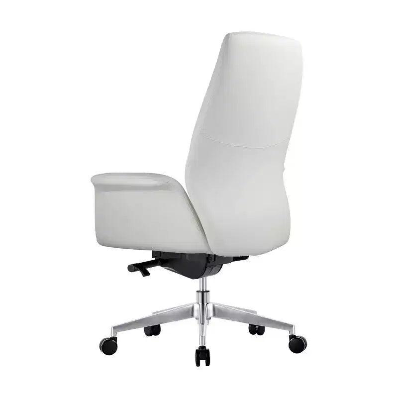 LeisureMod Summit Chaise de Bureau Rembourrée en Cuir PU avec Cadre en Aluminium, Pivotante, Inclinable, Accoudoirs, Chaise de Bureau Ergonomique pour Bureau à Domicile