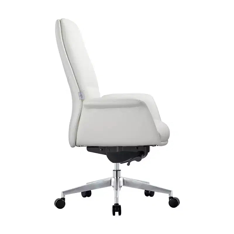 LeisureMod Summit Chaise de Bureau Rembourrée en Cuir PU avec Cadre en Aluminium, Pivotante, Inclinable, Accoudoirs, Chaise de Bureau Ergonomique pour Bureau à Domicile