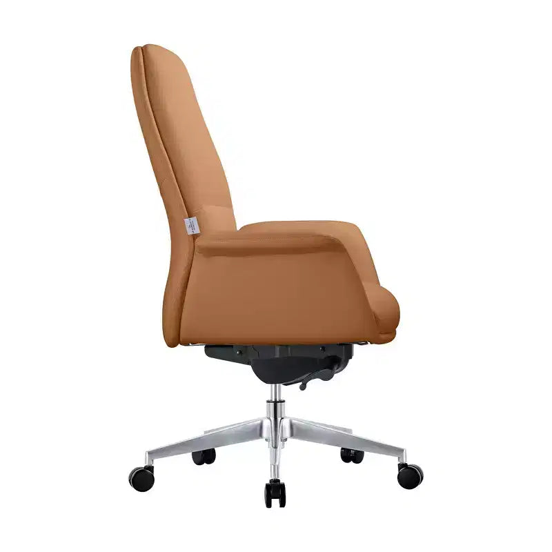 LeisureMod Summit Chaise de Bureau Rembourrée en Cuir PU avec Cadre en Aluminium, Pivotante, Inclinable, Accoudoirs, Chaise de Bureau Ergonomique pour Bureau à Domicile