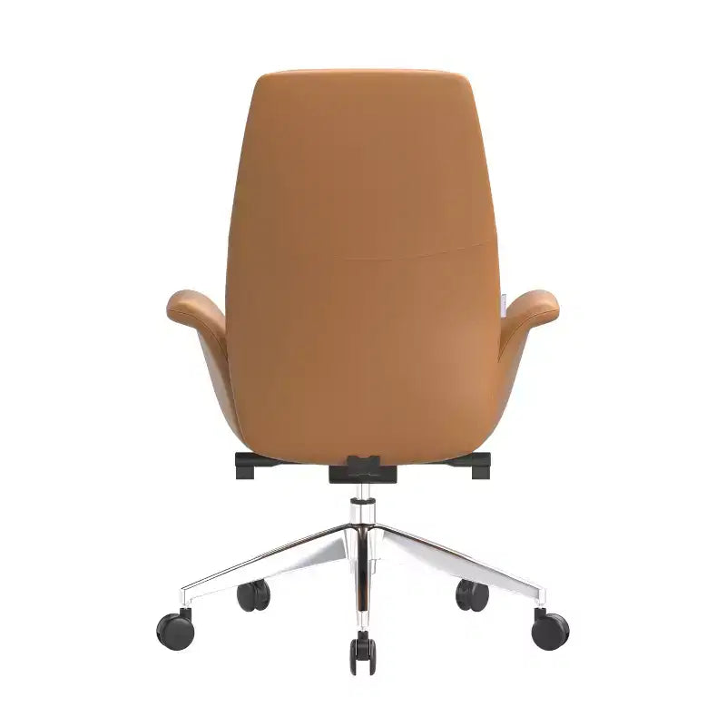 LeisureMod Summit Chaise de Bureau Rembourrée en Cuir PU avec Cadre en Aluminium, Pivotante, Inclinable, Accoudoirs, Chaise de Bureau Ergonomique pour Bureau à Domicile