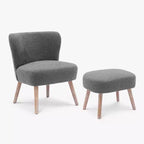 WestinTrends 25.5 Wide Upholstered Boucle Accent Chair with Ottoman Foot Stool Set