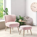 Fauteuil d'appoint rembourré en bouclette WestinTrends de 64,8 cm de large avec repose-pieds ottoman