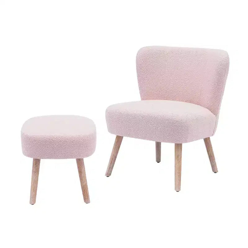 Fauteuil d'appoint rembourré en bouclette WestinTrends de 64,8 cm de large avec repose-pieds ottoman