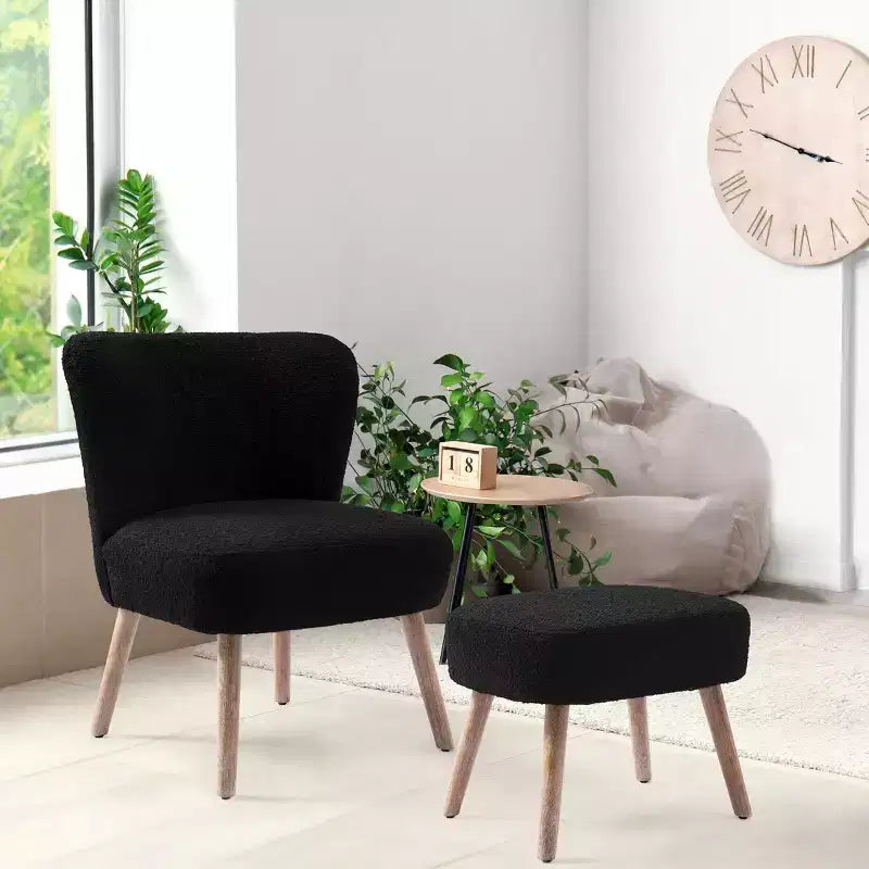 Fauteuil d'appoint rembourré en bouclette WestinTrends de 64,8 cm de large avec repose-pieds ottoman