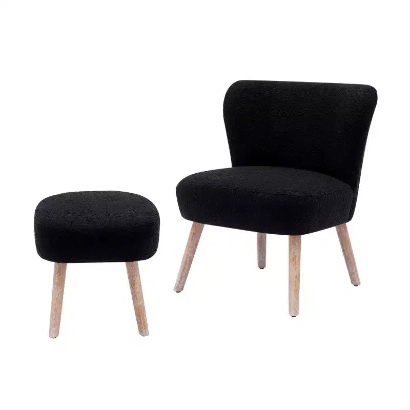 Fauteuil d'appoint rembourré en bouclette WestinTrends de 64,8 cm de large avec repose-pieds ottoman
