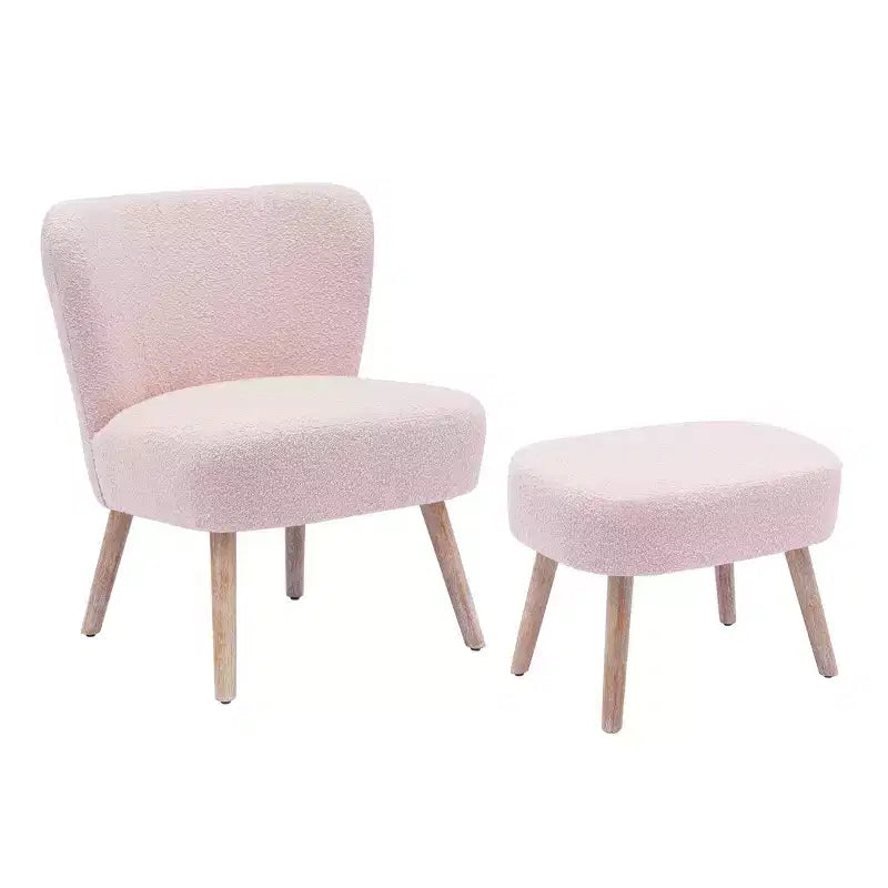 Fauteuil d'appoint rembourré en bouclette WestinTrends de 64,8 cm de large avec repose-pieds ottoman