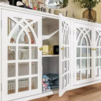 Famapy Apsolon Buffet 160 cm de large, meuble de rangement moderne avec portes en miroir
