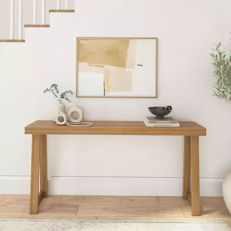 Console en bois massif Plank+Beam 66, table d'entrée classique, table de foyer étroite