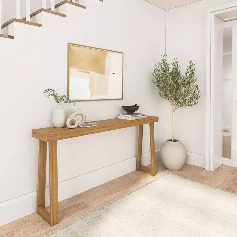 Console en bois massif Plank+Beam 66, table d'entrée classique, table de foyer étroite
