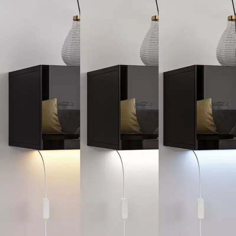 Meuble TV mural Famapy noir avec lumière LED