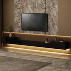 Meuble TV mural Famapy noir avec lumière LED