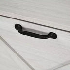 Meuble à chaussures étroit HOMCOM, meuble de rangement pour chaussures de style ferme avec 2 tiroirs basculants et étagères réglables pour 8 paires de chaussures, blanc vieilli