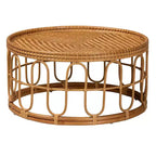 Table basse Bali & Pari Phoenix en rotin miel clair de style bohème moderne
