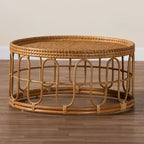 Table basse Bali & Pari Phoenix en rotin miel clair de style bohème moderne