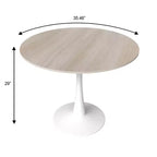 Table à manger ronde LeisureMod Bristol 35 - Plateau en pierre frittée - Table d'appoint de café et base de piédestal robuste en acier blanc pour cuisine et petits espaces