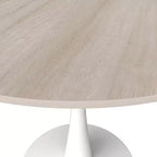 Table à manger ronde LeisureMod Bristol 35 - Plateau en pierre frittée - Table d'appoint de café et base de piédestal robuste en acier blanc pour cuisine et petits espaces