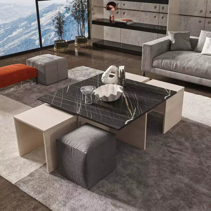 Ensemble Table Basse Gigogne et Pouf Haley de Manhattan Comfort