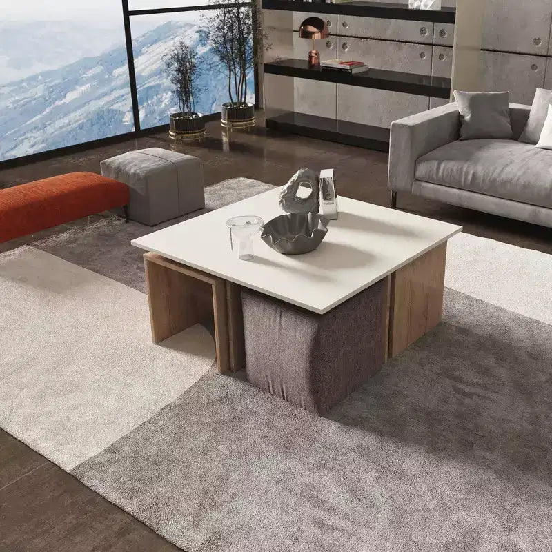 Ensemble Table Basse Gigogne et Pouf Haley de Manhattan Comfort