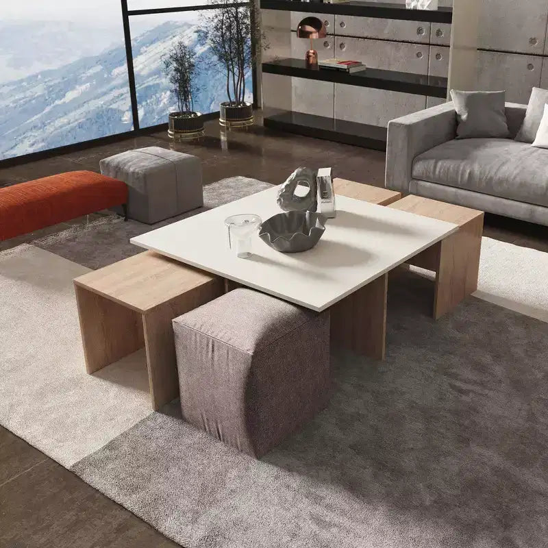 Ensemble Table Basse Gigogne et Pouf Haley de Manhattan Comfort