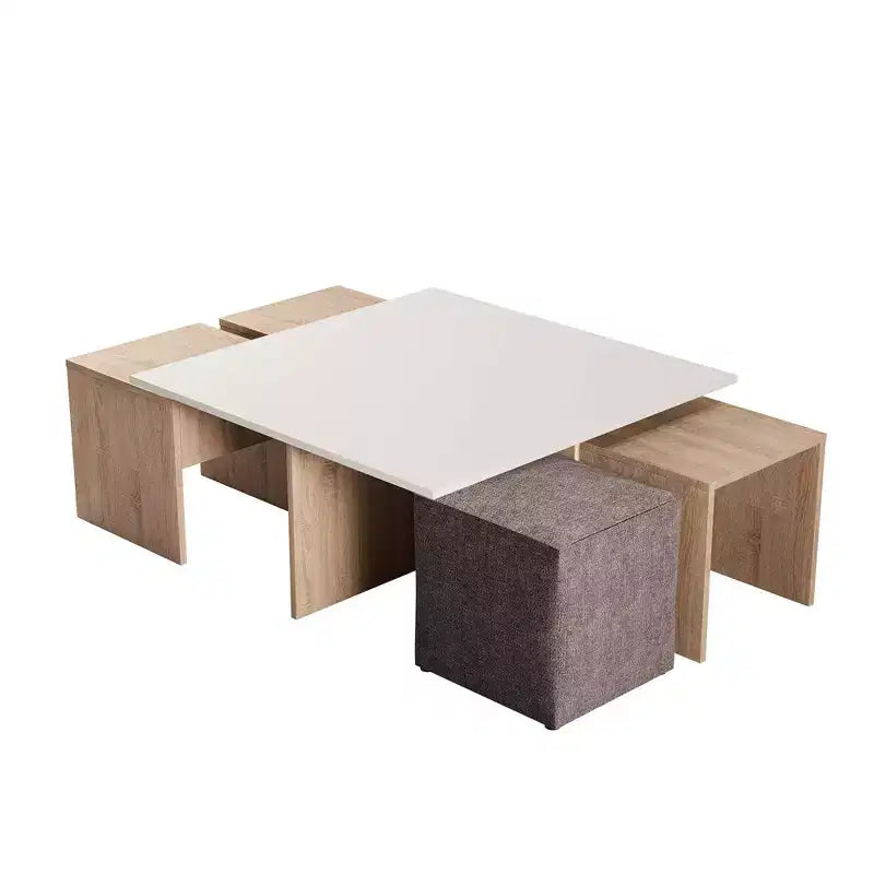 Ensemble Table Basse Gigogne et Pouf Haley de Manhattan Comfort