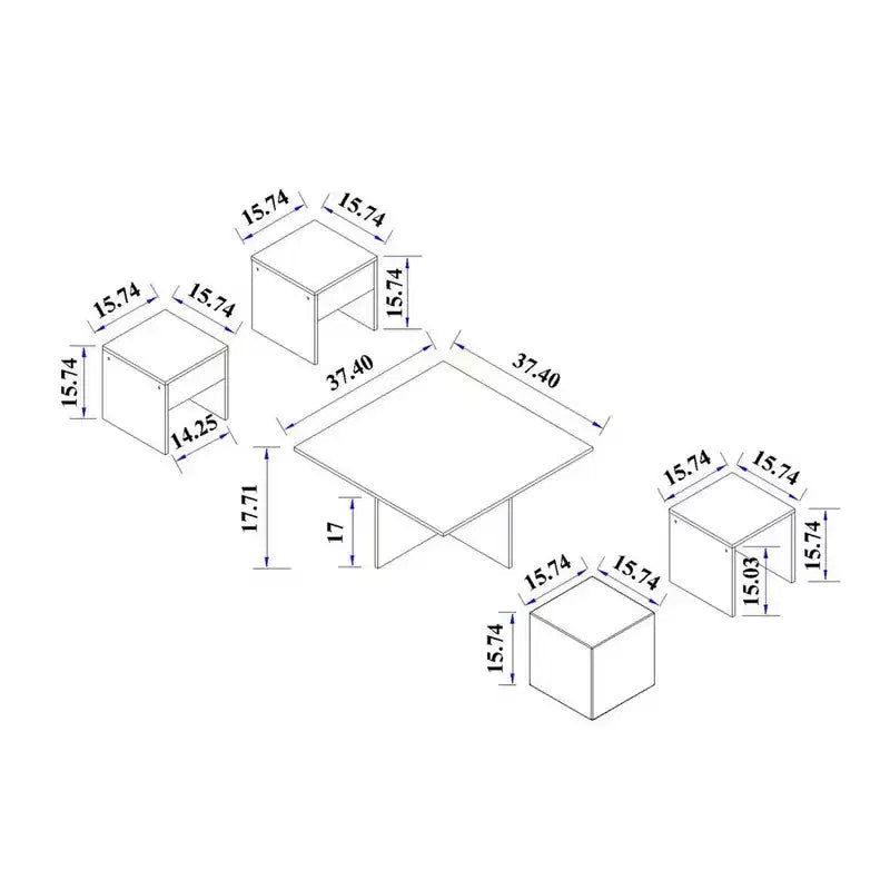 Ensemble Table Basse Gigogne et Pouf Haley de Manhattan Comfort