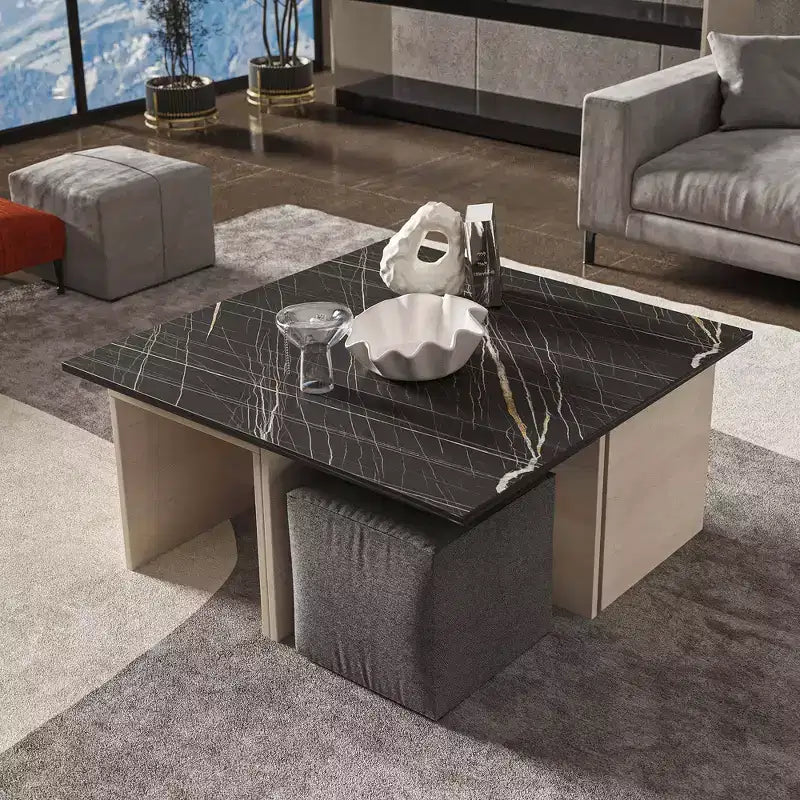 Ensemble Table Basse Gigogne et Pouf Haley de Manhattan Comfort