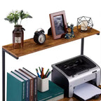 Meuble de classement latéral à 2 tiroirs VECELO, support roulant pour imprimante avec 3 étagères de rangement ouvertes, compatible format A4 ou Lettre, noir/marron