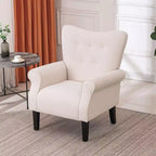 Fauteuil capitonné en velours Erommy de style milieu de siècle, Chaise d'appoint à dossier haut