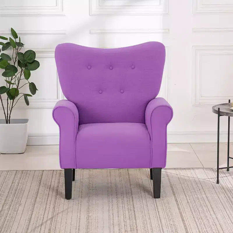 Fauteuil capitonné en velours Erommy de style milieu de siècle, Chaise d'appoint à dossier haut