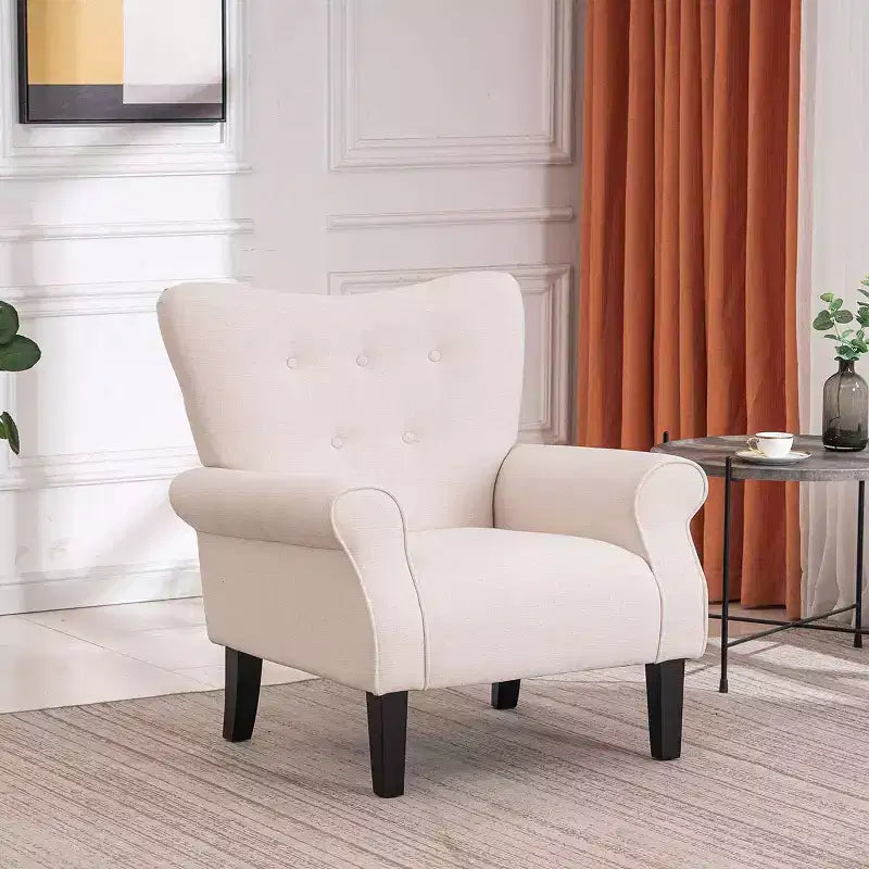 Fauteuil capitonné en velours Erommy de style milieu de siècle, Chaise d'appoint à dossier haut