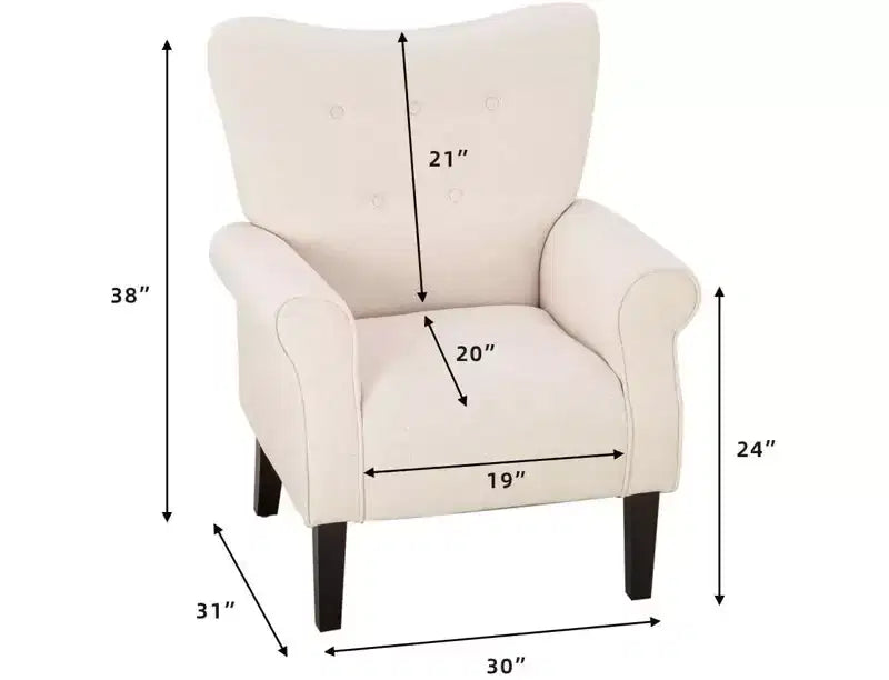 Fauteuil capitonné en velours Erommy de style milieu de siècle, Chaise d'appoint à dossier haut