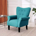 Fauteuil capitonné en velours Erommy de style milieu de siècle, Chaise d'appoint à dossier haut