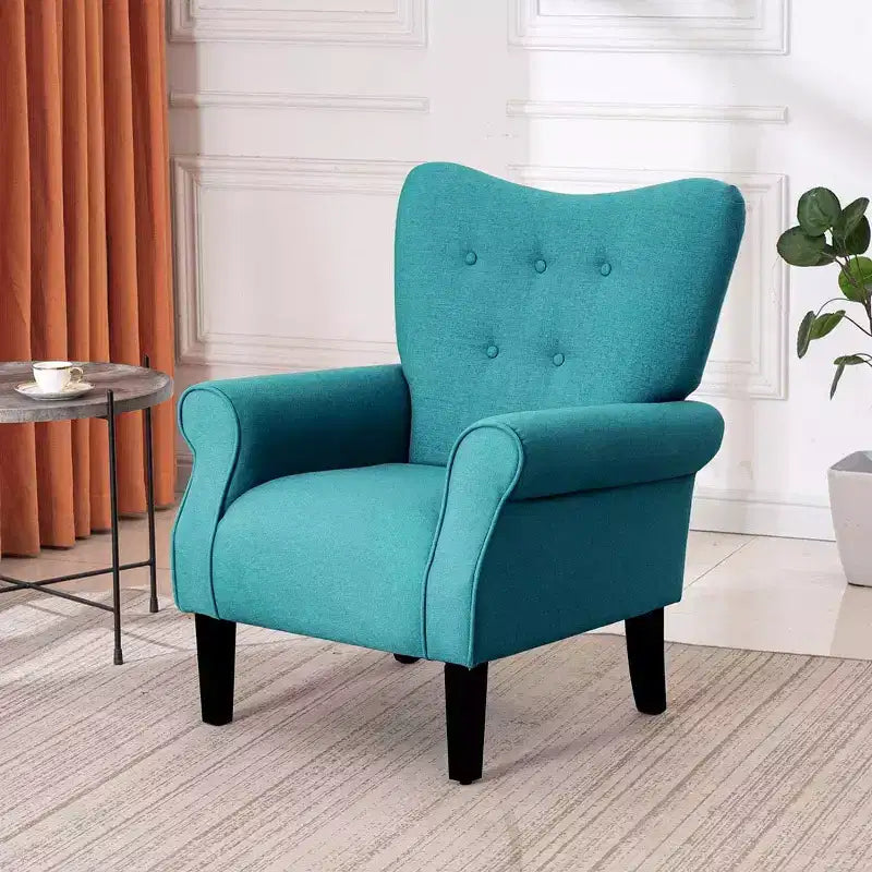 Fauteuil capitonné en velours Erommy de style milieu de siècle, Chaise d'appoint à dossier haut
