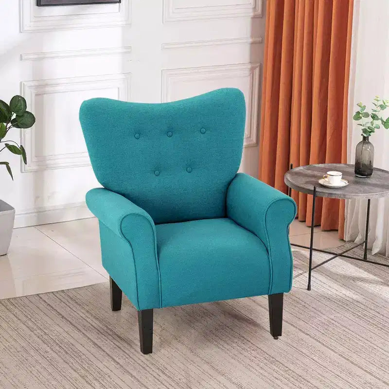 Fauteuil capitonné en velours Erommy de style milieu de siècle, Chaise d'appoint à dossier haut