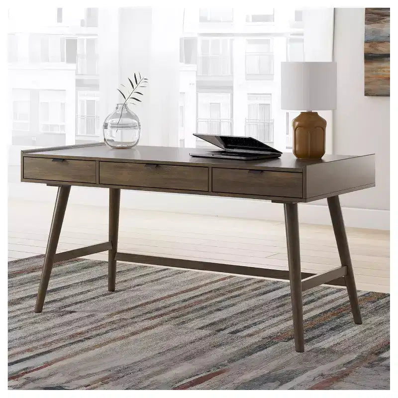 Signature Design by Ashley Lyncott 60 – Bureau de travail style mid-century, brun