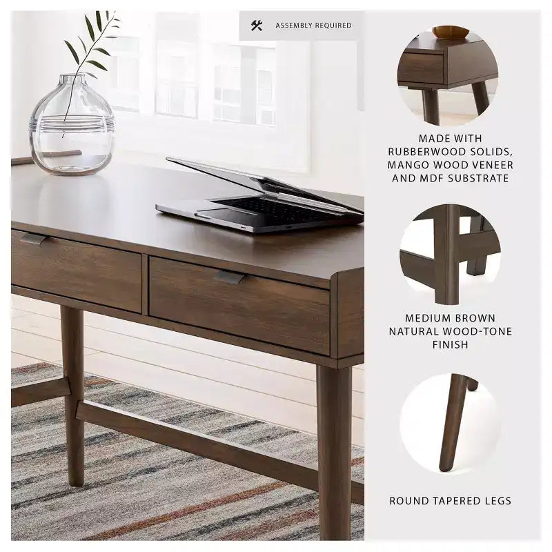 Signature Design by Ashley Lyncott 60 – Bureau de travail style mid-century, brun
