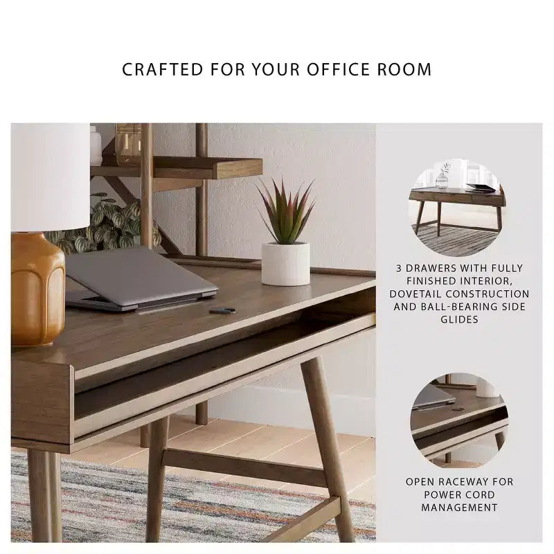 Signature Design by Ashley Lyncott 60 – Bureau de travail style mid-century, brun