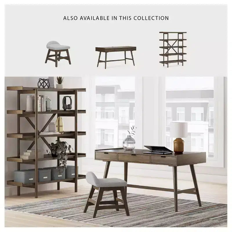 Signature Design by Ashley Lyncott 60 – Bureau de travail style mid-century, brun