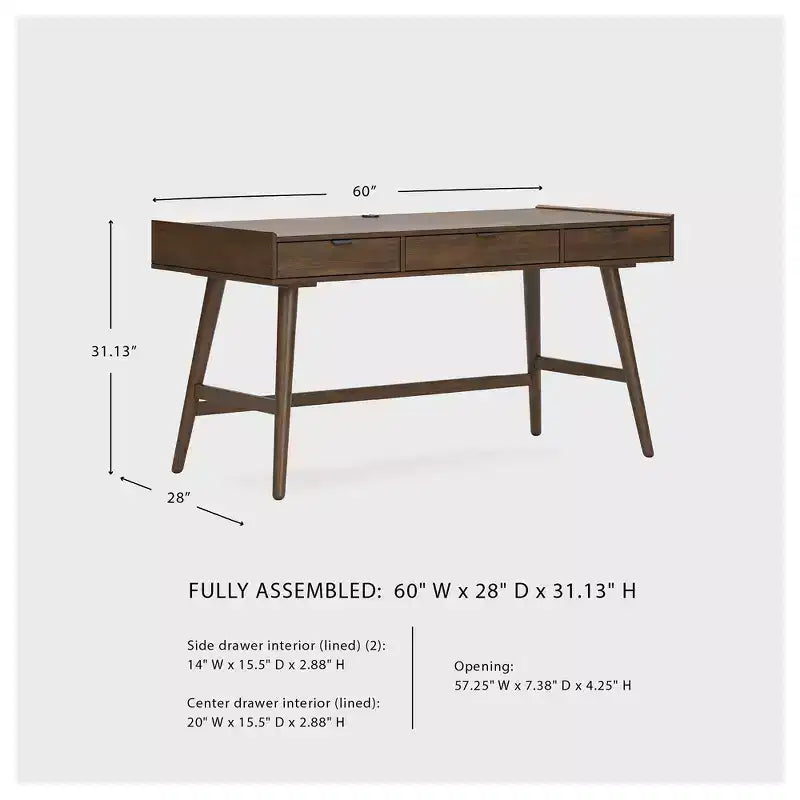 Signature Design by Ashley Lyncott 60 – Bureau de travail style mid-century, brun
