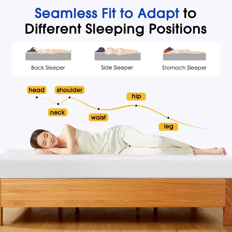 FDW Matelas en mousse à mémoire de forme au thé vert de 6 pouces avec gel rafraîchissant, sans fibre de verre, certifié CertiPUR-US, livré en boîte, blanc