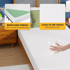 FDW Matelas en mousse à mémoire de forme au thé vert de 6 pouces avec gel rafraîchissant, sans fibre de verre, certifié CertiPUR-US, livré en boîte, blanc