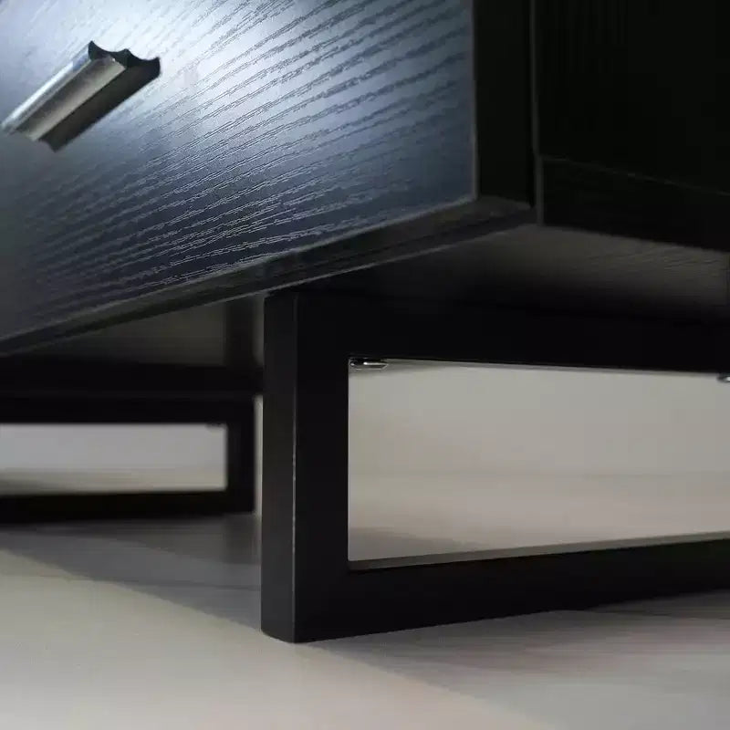 Meuble TV LeisureMod Avery Collection avec cadre en bois MDF et pieds en acier thermolaqué avec rangement Centre de divertissement multimédia moderne, salon