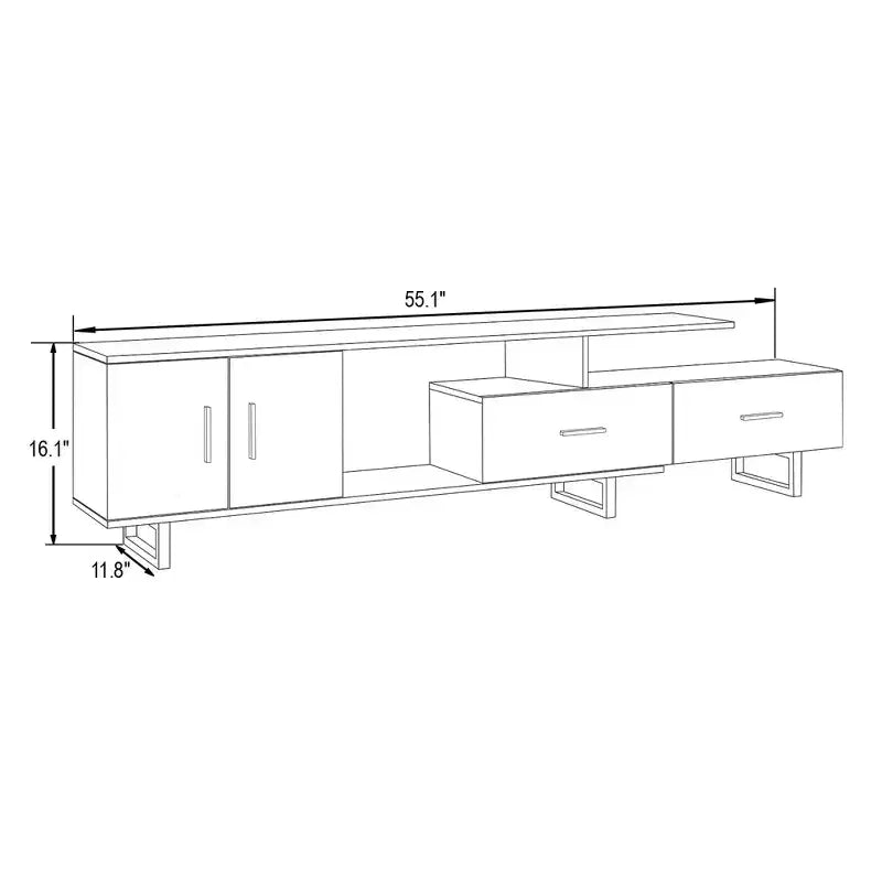 Meuble TV LeisureMod Avery Collection avec cadre en bois MDF et pieds en acier thermolaqué avec rangement Centre de divertissement multimédia moderne, salon