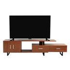 Meuble TV LeisureMod Avery Collection avec cadre en bois MDF et pieds en acier thermolaqué avec rangement Centre de divertissement multimédia moderne, salon