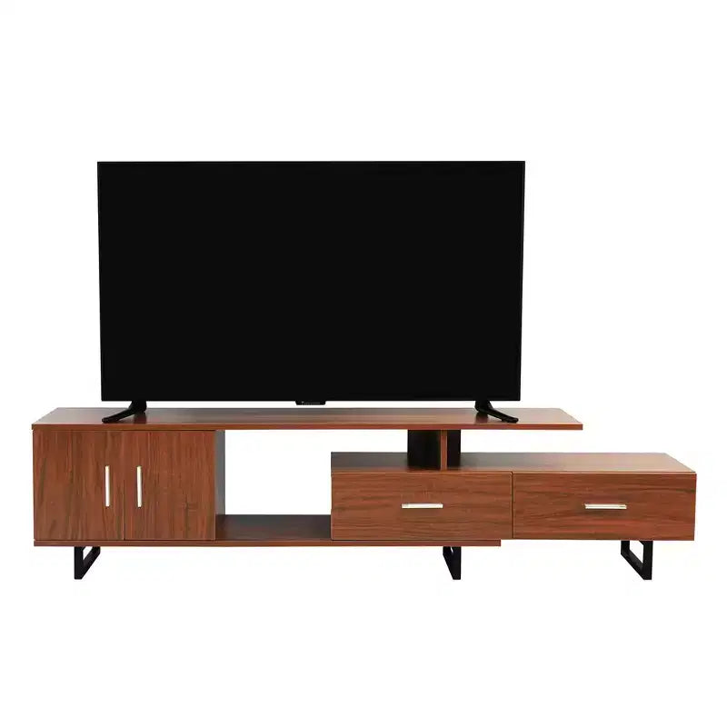 Meuble TV LeisureMod Avery Collection avec cadre en bois MDF et pieds en acier thermolaqué avec rangement Centre de divertissement multimédia moderne, salon