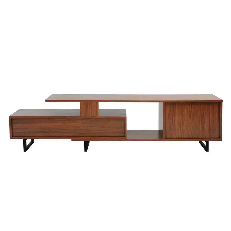 Meuble TV LeisureMod Avery Collection avec cadre en bois MDF et pieds en acier thermolaqué avec rangement Centre de divertissement multimédia moderne, salon