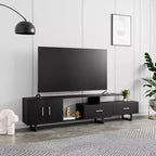 Meuble TV LeisureMod Avery Collection avec cadre en bois MDF et pieds en acier thermolaqué avec rangement Centre de divertissement multimédia moderne, salon