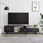 Meuble TV LeisureMod Avery Collection avec cadre en bois MDF et pieds en acier thermolaqué avec rangement Centre de divertissement multimédia moderne, salon