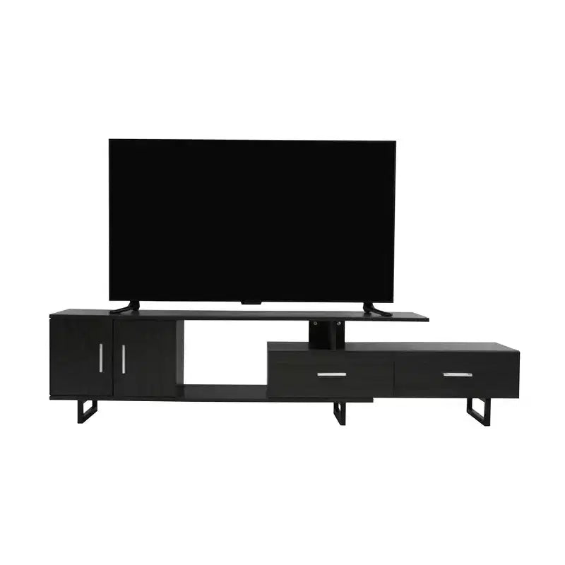 Meuble TV LeisureMod Avery Collection avec cadre en bois MDF et pieds en acier thermolaqué avec rangement Centre de divertissement multimédia moderne, salon
