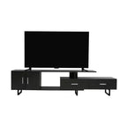 Meuble TV LeisureMod Avery Collection avec cadre en bois MDF et pieds en acier thermolaqué avec rangement Centre de divertissement multimédia moderne, salon
